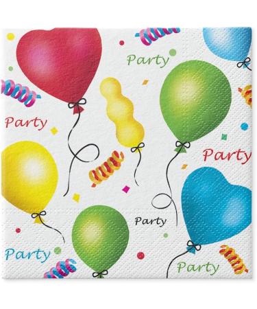 PAW 3-Layer Colorful Paper Napkins (33 x 33 cm) - 20 Pieces for Birthdays Parties Weddings & Celebrations | Fun Balloons & Hearts Design - Buy Online on GoSupps.com