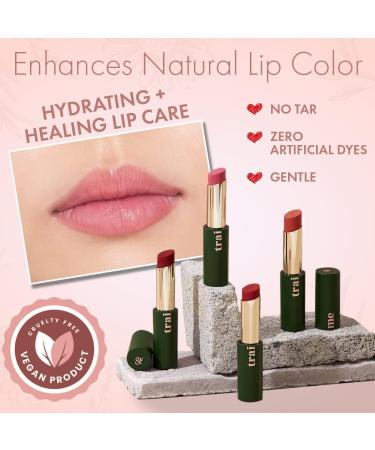 Traime Tinted Natural Lip Balm | Hydrating Vegan Cruelty-Free Eco-Friendly Lip Care Lipstick with Prickly Pear Cactus Jojoba Coconut Oil Shea Butter | Moisturizing Lip Color Pigment (Rose Apple) - Buy Online on GoSupps.com