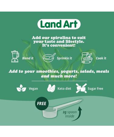 Certified Organic Fresh Spirulina Extra Powder 300g - Improved with Bioavailable Chlorophyll Added - Apple Flavour - Clean Source - 3rd party tested - Measuring Spoon Inside - Made in Canada - Buy Online on GoSupps.com