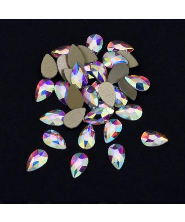 Tisslan 100pcs Crystal AB Foiled Pear Shape Flatback Rhinestone Set for Nail Art Decorations - DIY Supplies - Buy Online on GoSupps.com