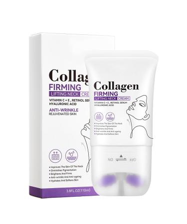 Collagen Neck Creams with Roller for Tightening and Firming Neck Firming Cream Tightening and Lifting Sagging Skin Collagen Necks Moisturizing Cream with Hyaluronic Acid Retinol Reduce Wrinkles