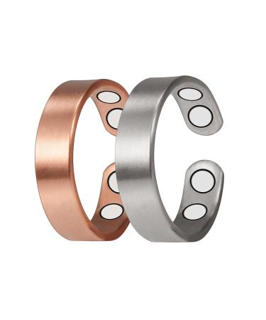 Yinox Magnetic Arthritis Magnett Therapy copper rings for men and women effectively relieve arthritis and finger pain have a slight effect on rheumatism and lymphatic drainage (3500 Gauss) A+B