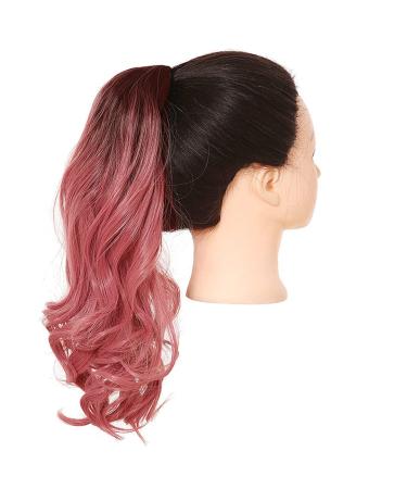 Shadow Curly Hair Ponytail Extensions Claw in Fake Ponytail Tail Hair Piece Afro Long Clip in Synthetic Blonde Pink Wavy Wig to Smoky Pink 26inches