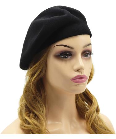 Wheebo French Cashmere Beret Hat Reversible Solid Color Cap - Black for Women Girls Lady Adults - Buy Online on GoSupps.com