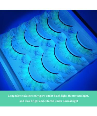 Bibabala 5 Pairs Fluorescent Glow in the Dark False Eyelashes Reusable Dramatic Cat Eye Lashes for Women (Fluorescent Green - Buy Online on GoSupps.com