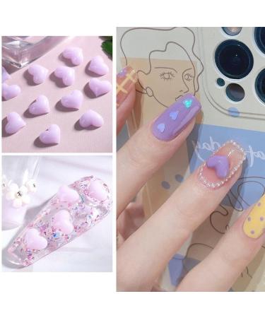 DIY Manicure Purple Blue Charms Resin Love Heart Nails Rhinstones Nail Art Decorations 3D - Buy Online on GoSupps.com