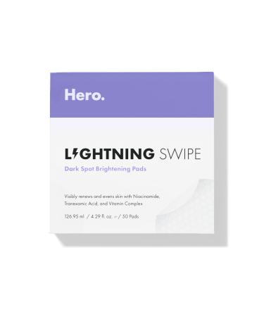 Lightning Swipe from Hero Cosmetics - Brightening Serum Pads for Fading Post-Blemish Dark Spots with Botanicals Fragrance and Paraben Free (50 Count)