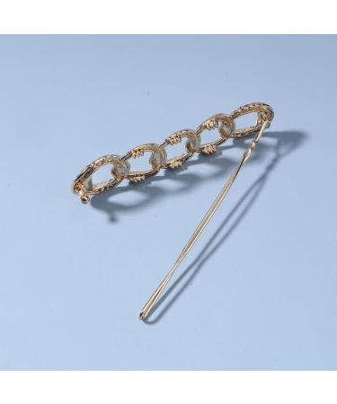 Yheakne Vintage Gold Link Chain Hair Clip | French Style Headdress Barrette & Decorative Hairpin | Geometry Hair Accessories - Buy Online on GoSupps.com