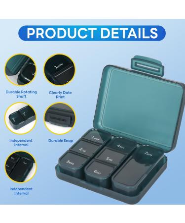 Portable Small Pill Box | Travel 7 Compartment Daily Pill Organizer for Medicines Vitamins & Fish Oil Blue - Buy Online on GoSupps.com