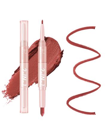 2-in-1 Lip Liner Pencil Matte Nude Lipstick Set Double-ended Matte Nude Lipstick Long Wear Lip Liner Pen Velvet Creamy Matte Lip Stick  No Smudge Lip Crayon Waterproof Lip Liner for Women Non Fading Non-stick Cup Lip Sta...