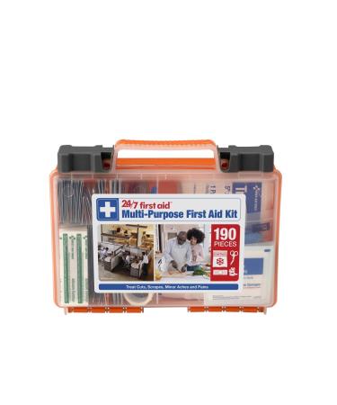 190 Piece First Aid Kit, Plastic Case