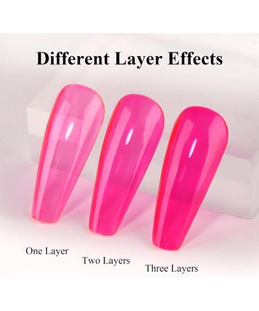 Imtiti Ice Neon Pink Gel Nail Polish 15 ml Sheer Jelly Hot Pink Translucent Colour UV/LED Soak Off Gel Polish for DIY Nail Art Manicure at Home 1 Piece - Buy Online on GoSupps.com