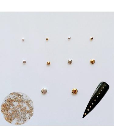 NAIL ANGEL Approx.1000pcs/bag Nail Art Round Metal Stud Different size Stud Gold and Silver Color 10011