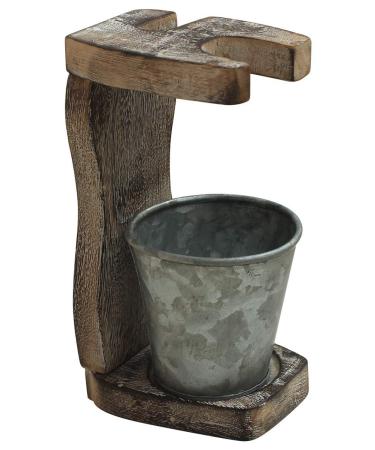 Wood Shaving Brush Razor Stand with Galvanized Soap Bowl - Handmade Shabby Chic Organizer Set for Men - Buy Online on GoSupps.com