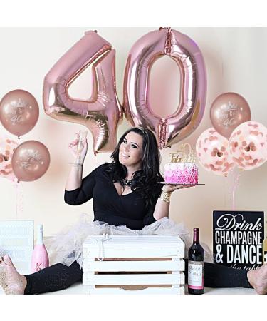 Rose Gold 40th Birthday Decorations Set - Digital Number 40 Balloons, Happy Birthday Balloons, Confetti Balloons - Ideal for Women's 40th Birthday Celebration - Buy Online on GoSupps.com