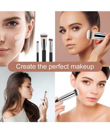 AOOWU 3Pcs Makeup Brush Premium Foundation Brush Concealer Brush Flat Top Foundation Brush for Liquid Makeup Multifunctional Face Brush for Liquid Cream Blending Buffing Powder Cosmetics 3 pcs - Silver black - Buy Online on GoSupps.com