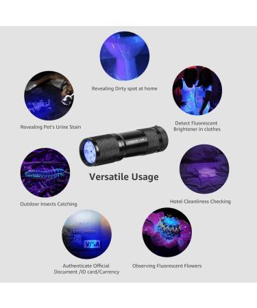 A N K UV Torch 87MM L 9LED Torch 395 NM Black Flashlight Powerful UV Light Pets Urine Detector 26MM Ultraviolet Light 3 x AAA Portable Battery Cat Bed Dog Bed Pet Bed Dry Urine Detector. - Buy Online on GoSupps.com