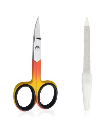 Cucoon Nail Scissors Curved Design Rust Free Scissor for Men Women and Babies A Multipurpose Scissor for Normal and Thick Toe Nails with Double Sided Nail Files Orange Nail Scissor With Nail File