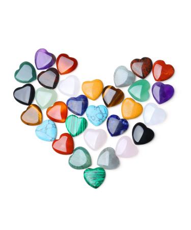 XIANNVXI 15 Pcs Healing Crystals Heart Gemstones Crystal Gifts Love Palm Pocket Stones Natural Multi Assorted Crystals for Reiki Chakra Mulicolour - 15pcs