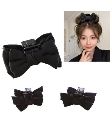 3 Pack Hair Claw Jaw Clips Set - Satin Bow and Grosgrain Ribbon Hair Accessories - Buy Online on GoSupps.com