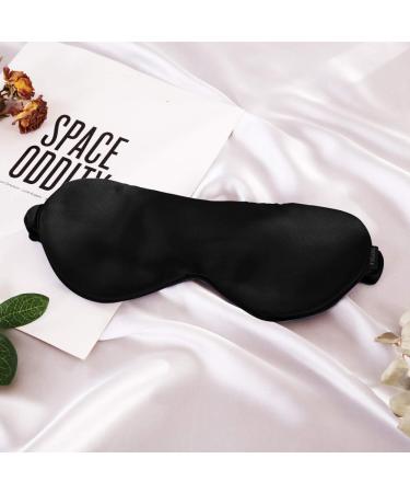 THXSILK 22 Momme Mulberry Silk Eye Mask Super Smooth Sleep Mask Soft Eye Cover for Good Night Sleep Comfortable Travel and Nap with Wide Head Strap for Woman/Man/Kids Black