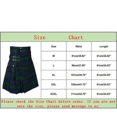 Buy Stylish Red Checked Scottish Kilt - Men's Traditional High Waist Short Skirt | Retro Patchwork Design - Z11301-Green L - Buy Online on GoSupps.com