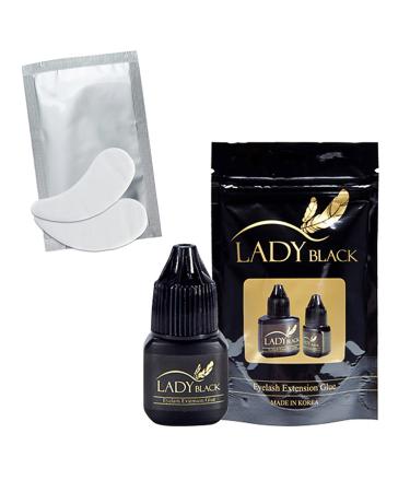 Eyelash Extension Adhesive Lady Black Glue 5g Professionals Eyelash Extension Drying Fast Lower Irritation Long Lasting Retention 6-7 Weeks Sky Glue with Eyepatch