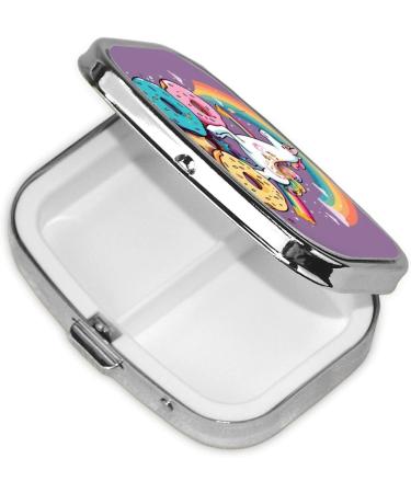 Unicorn Doughnut Rainbow 2 Compartment Pill Case | Cute Travel Pill Organizer for Pocket & Purse Gifts - Buy Online on GoSupps.com