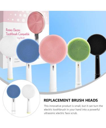 2pcs Facial Cleansing Brush Set - Remove Blackheads & Deep Clean | Electric Face Cleaning Brush Head & Sponge - Blue & White - Buy Online on GoSupps.com