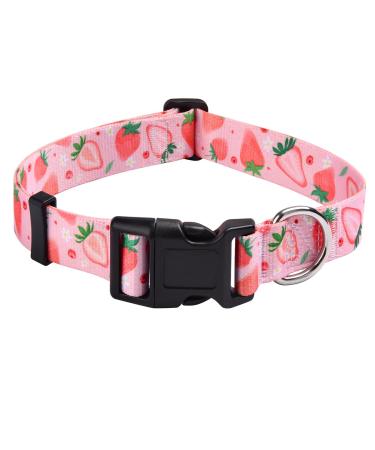 Mihqy dog collar adjustable soft & comfort dog collar Bohemian flowers geometric trunk design for small medium and large dogs (strawberry XS) XS (neck circumference 20-30 cm width 1.5 cm) strawberry