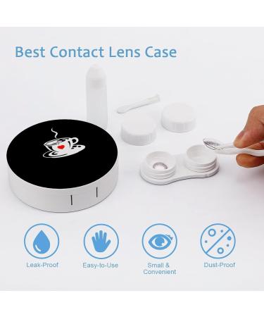 Coffee Round Case For Contact Lens Kit Storage Box with Mirror Printed - Buy Online on GoSupps.com