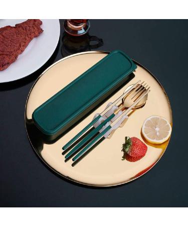 Stainless Steel Cutlery Fork Spoon Chopsticks Three Piece Student Travel Storage Box Portable Cutlery Set Blue - Buy Online on GoSupps.com