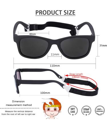 MAXJULI Baby Infant Sunglasses Safe, Soft, With Adjustable Strap 0-24 Months BPA Free 7002 A-black/Black+black/Blue - Buy Online on GoSupps.com