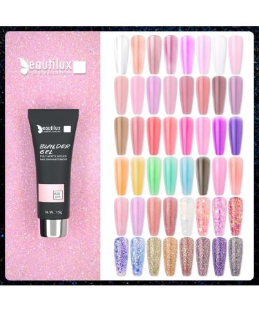 Beautilux Poly Acryl Gel Nail Polish UV LED Quick Extension Acrylic Semi Permanent French Nails Art Construction Gel DIY 15g - (Color: KH06) - Buy Online on GoSupps.com