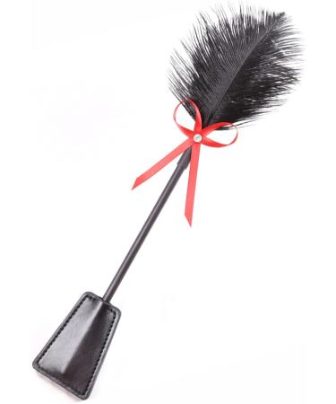 Feather Tickler Blindfold Set - Faux Leather & Lace Eye Mask with Silk Sleep Mask - Buy Online on GoSupps.com