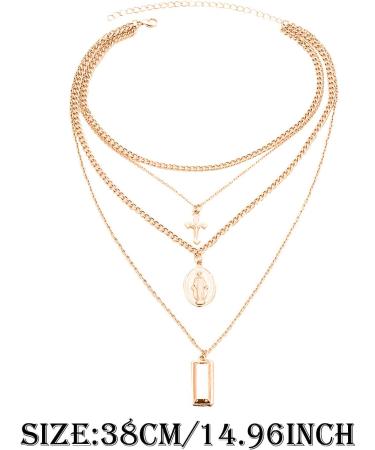 MarryLee Women's Retro Exaggerated Personality Multi-Layer Pendant Jewelry Necklace Fashion (Gold) - Buy Online on GoSupps.com