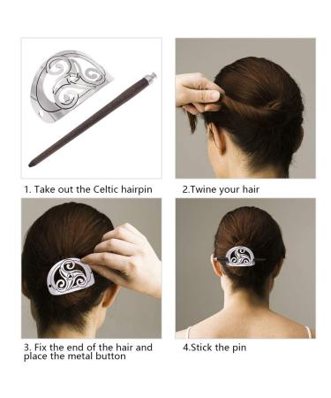 Buy 2-Piece Celtic Carved Hair Clip Set | Vintage Hair Jewelry for Women | Wood & Metal Braids Accessories - Buy Online on GoSupps.com