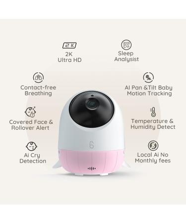 Simshine Baby Monitor with Night Vision, AI Cry Alert, Breathing Detection & 2K HD Video Camera - Pink - Buy Online on GoSupps.com