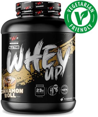 TWP Nutrition Platinum Series All The Whey Up Protein Powder Shake 23g Whey Protein Low Fat Low Carbs 2.1kg/900g & 70/30 Servings Vegetarian Friendly (Cinnamon Roll 2.1kg) Cinnamon Roll 2.1kg - Buy Online on GoSupps.com