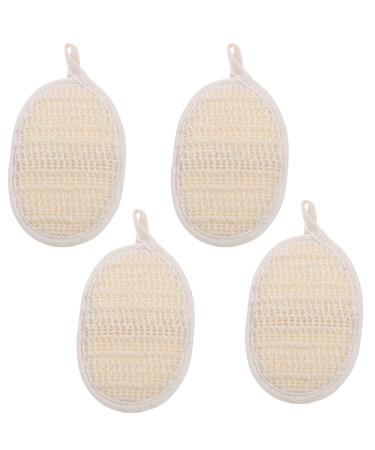 4 Pcs Natural Loofah Sponge Exfoliating Bath Shower Loofah Sponge Pad Natural Luffa Sponge Scrubber Brush for Men and Women's Bath Showers and Spa