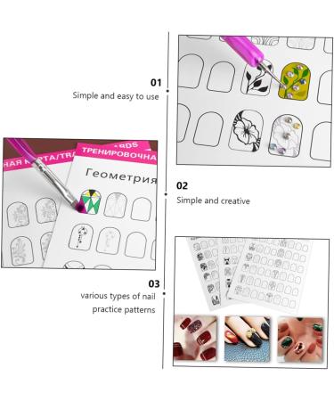 Beaupretty 12 Sheets Coloring Exercise Book French Manicure Stamp Nail Painting Book Nail Art Book Nail Art for Nail Art Training Practice Mold Kit Paper Nail Supplies Painted White - Buy Online on GoSupps.com