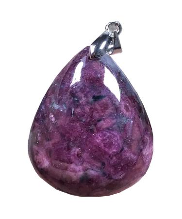 Natural Ruby Zoisite Pendant Red Green Rare Ruby Zoisite Crystal Stone For Women Man Luck Gift love Wealth 35x28x11mm water droplets Beads Silver Jewelry AAAA