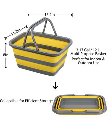 Tiawudi Collapsible Sink - 2 Pack (Grey/Orange, Grey/Yellow) | 3.17 Gal/12L Wash Basin for Dishes, Camping, Hiking & Home - Buy Online on GoSupps.com