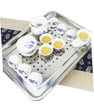 Alipis Dessert Serving Tray Food Server Tray Breakfast Tray Tea Cup Tray Tea Tray Japanese-Style Silver 36*27CM - Buy Online on GoSupps.com