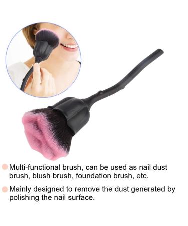 Rose Shape Nail Dust Brush - Long Grip Nail Art Painting Pen for Manicure & Powder Removal (02# Black + Pink) - Buy Online on GoSupps.com