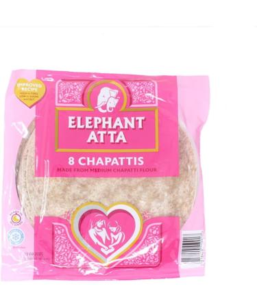 Elephant Atta 8 Chapattis | Tortilla | Ready to Eat | Juat Heat & Serve | Suitable for Vegetarians | Pack of 12 | Total 96 Chapattis - Buy Online on GoSupps.com
