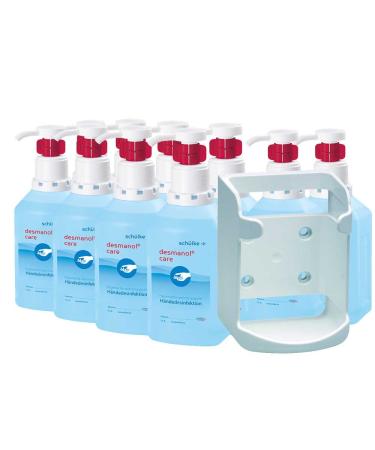 Sch lke set 10x 1000 ml hand disinfection desmanol care Hyclick + 1x wall dispenser for square bottles