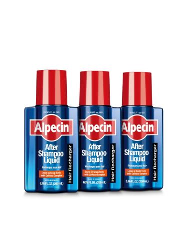 Alpecin After Shampoo Caffeine Liquid 3-Pack, Scalp Tonic for Men's Thinning Hair Growth, Sulfate Free with Castor Oil 6.76 Fl Oz (Pack of 3)