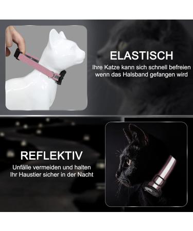 Jiarui Reflective AirTag Cat Neck Band - Adjustable GPS Collar for Cats & Puppies XS 7-9 inch - Pink - Buy Online on GoSupps.com
