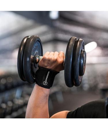 Sinovati Fitness Wrist Bandages & Support - Optimal Wrist Wraps for CrossFit Powerlifting Bodybuilding & Calisthenics - Durable Black Wrist Sauce - Buy Online on GoSupps.com